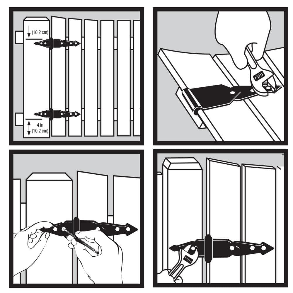 Everbilt 8 in. Black Strap Hinge (2-Pack) (2)
