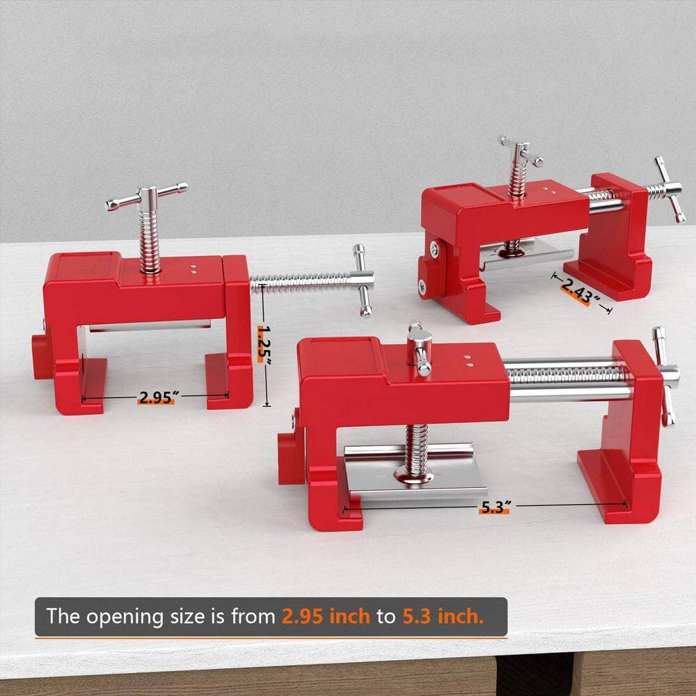 Wudkey 2 Pack Red Cabinet Clamps, Cabinet Installation Cabinetry Clamps, Face Frame Clamps Tools for Cabinet Assembly (2)