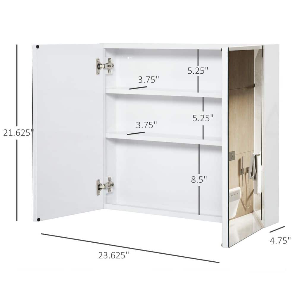 Tahanbath 4.75 in. W x 23.63 in. D x 21.63 in. H Bathroom Storage Wall Cabinet in White with Double Doors (3)