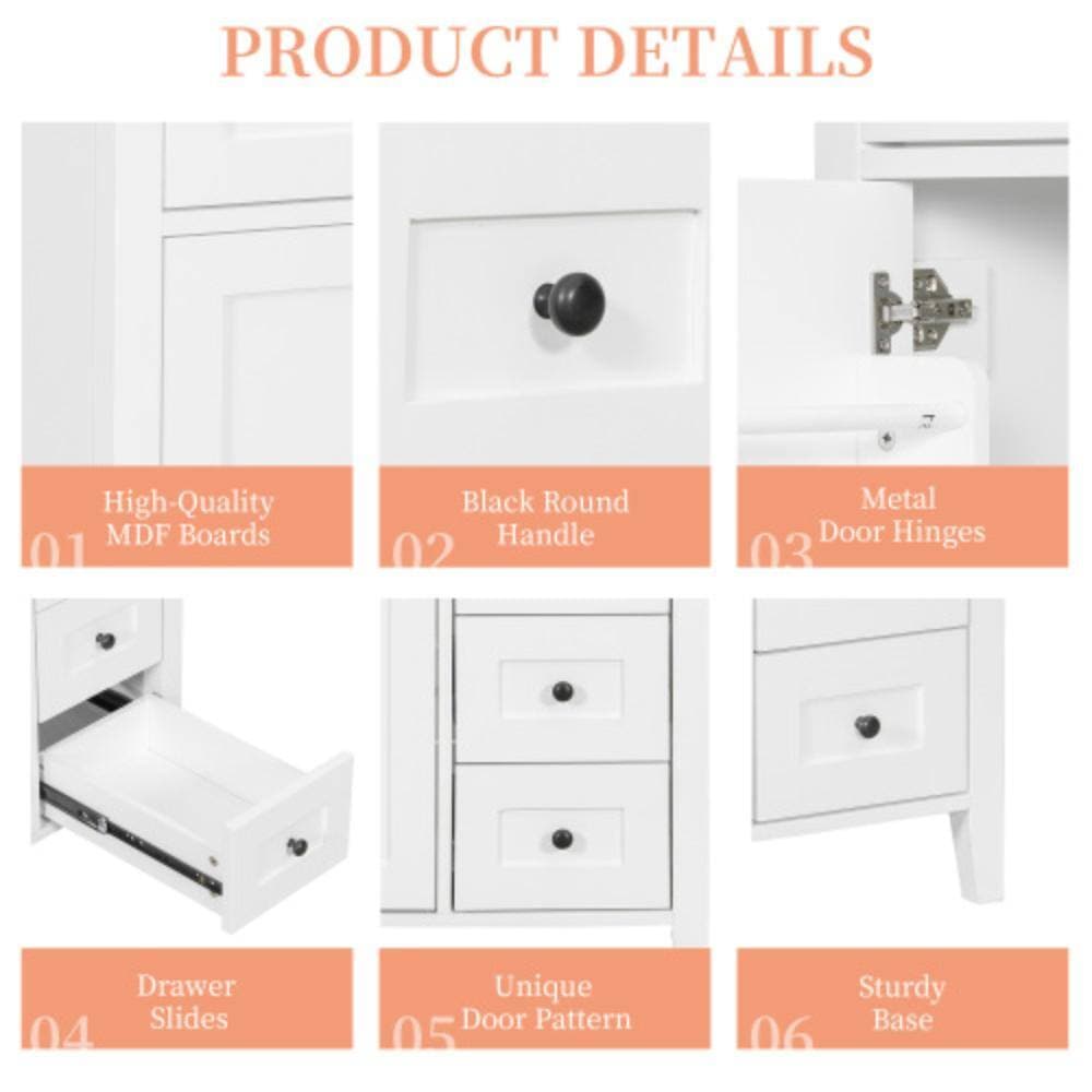 Unbranded 30 in. W x 18.3 in. D x 33.8 in. H Bathroom White Linen Cabinet (3)
