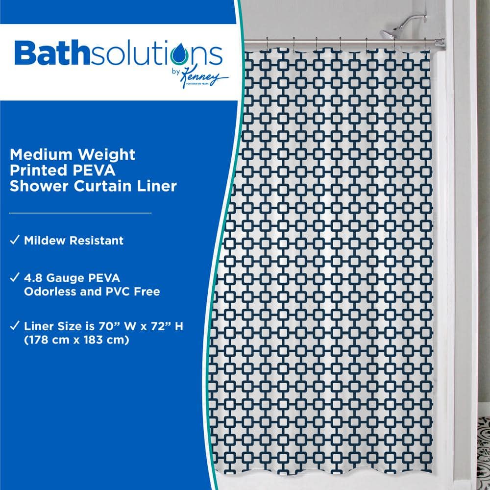Kenney 70 in. W x 72 in. H Medium Weight Decorative Printed PEVA Shower Curtain Liner in Multi-Color Round Up Pattern (2)
