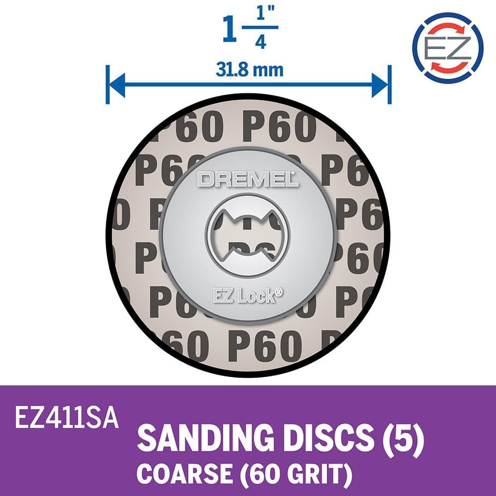 Dremel EZ Lock 1-1/4 in. Rotary Tool 60-Grit Sanding Discs (5-Pack) (2)