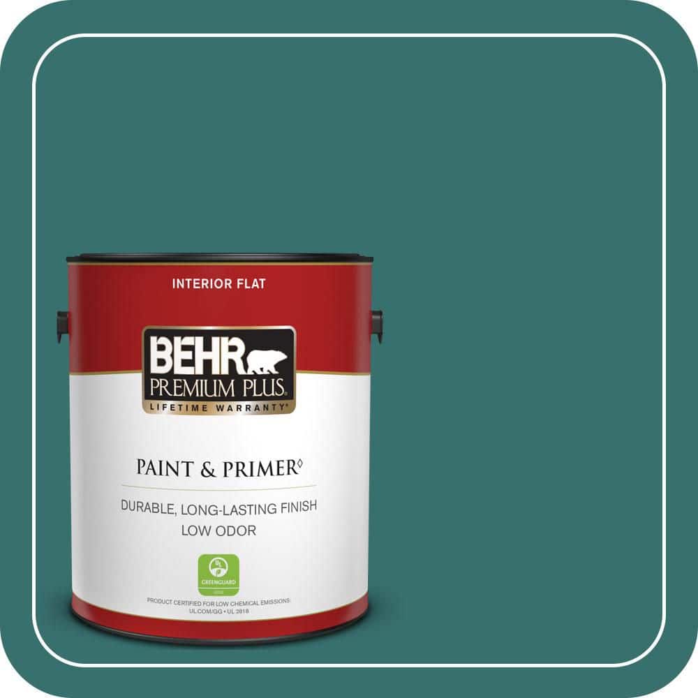 BEHR PREMIUM PLUS 1 gal. #500D-7 Caribbean Green Flat Low Odor Interior Paint & Primer