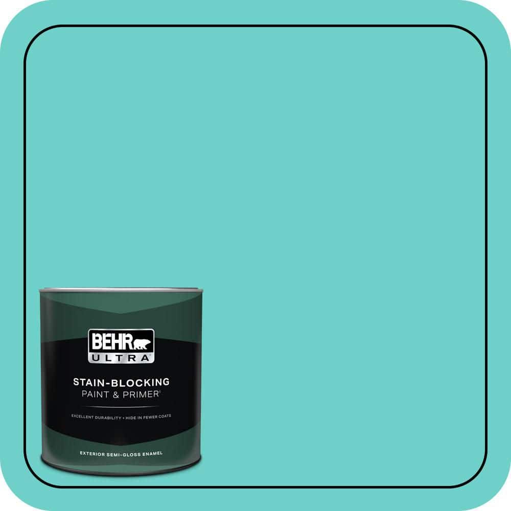 BEHR ULTRA 1 qt. #P450-4 Hidden Sea Glass Semi-Gloss Enamel Exterior Paint & Primer