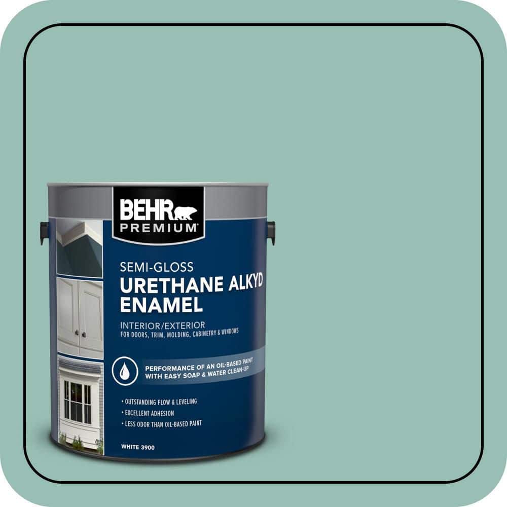 BEHR PREMIUM 1 gal. #PPU12-07 Spring Stream Urethane Alkyd Semi-Gloss Enamel Interior/Exterior Paint (1)