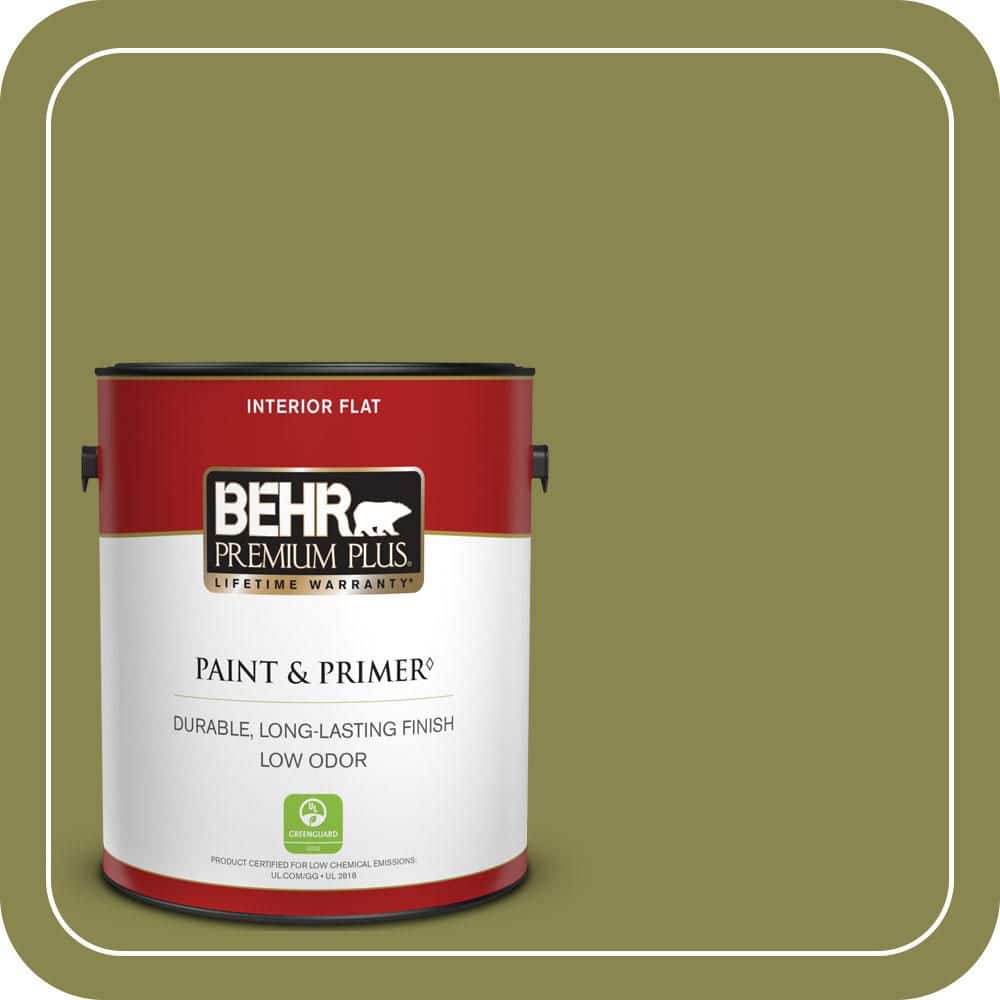 BEHR PREMIUM PLUS 1 gal. #T15-18 Snap Pea Green Flat Low Odor Interior Paint & Primer