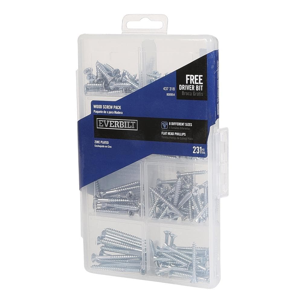 Everbilt Zinc-Plated Wood Screw Assortment (231-Piece per Pack) (2)