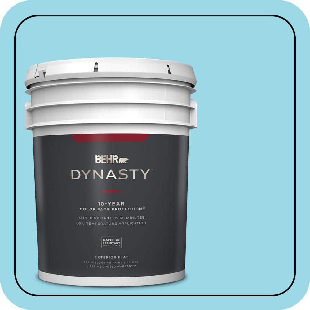 BEHR DYNASTY 5 gal. #P480-3 Cool Water Lake Flat Exterior Stain-Blocking Paint & Primer