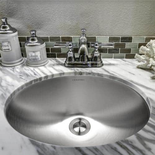 Houzer Opus 18 in. Stainless Steel Undermount Single Oval Bowl Bathroom Sink - CH-1800-1 (3)
