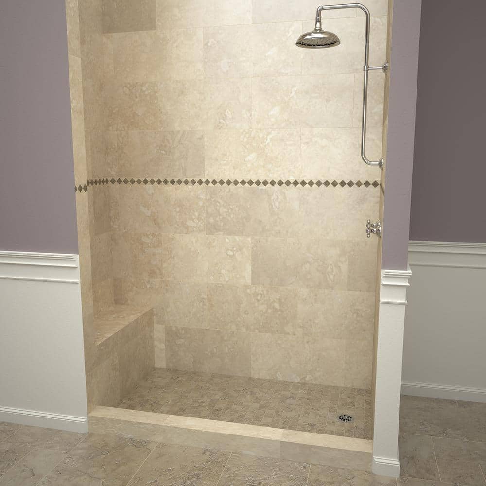 Tile Redi Base'N Bench 30 in. 60 in. Single Threshold Shower Base and Bench Kit with Drain and Drain Plate (2)
