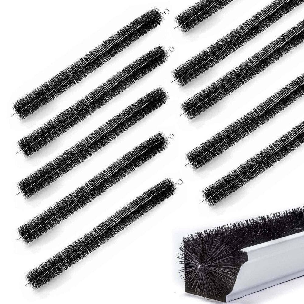Laybus 10 Pieces 4.33 in. x 33.86 in. Gutter Filter Made of Stainless Steel Wire Core and UV-Resist Professional PP Bristles (2)
