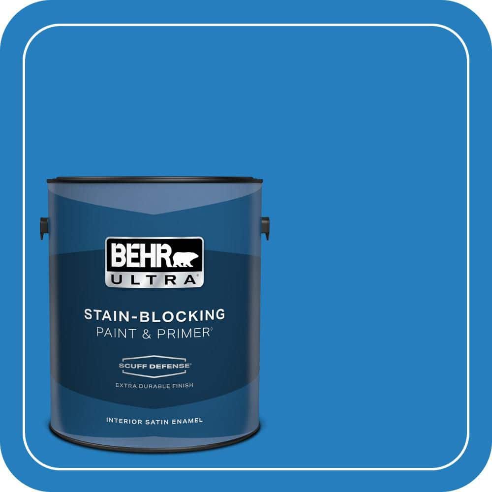 BEHR ULTRA 1 gal. #P510-6 Brilliant Blue Extra Durable Satin Enamel Interior Paint & Primer