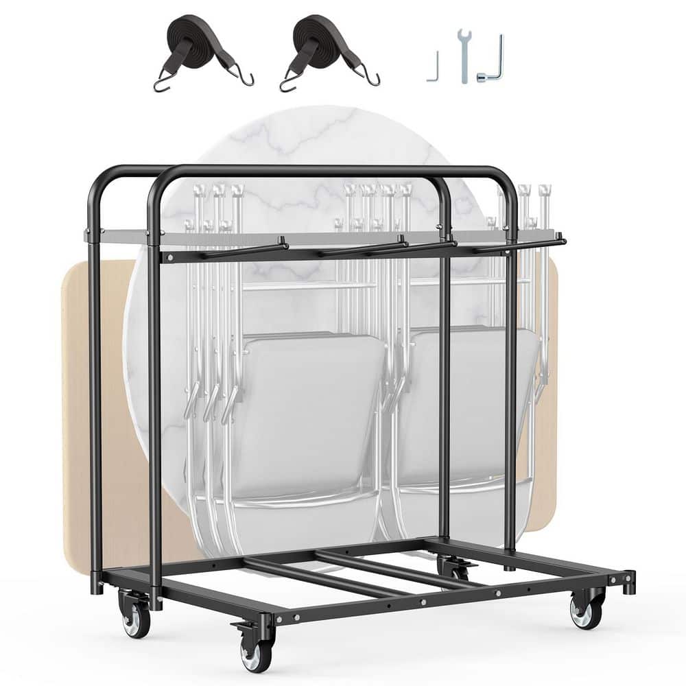 VEVOR Folding Chair Rack, 400 lbs. Capacity, Heavy-Duty Chair Cart for 5 Tables + 14 Chairs, Chair Storage Dolly Chair Holder (1)