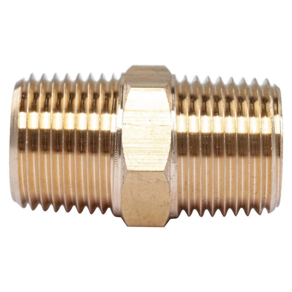 LTWFITTING 3/8 in. MIP Brass Pipe Hex Nipple Fitting (25-Pack)