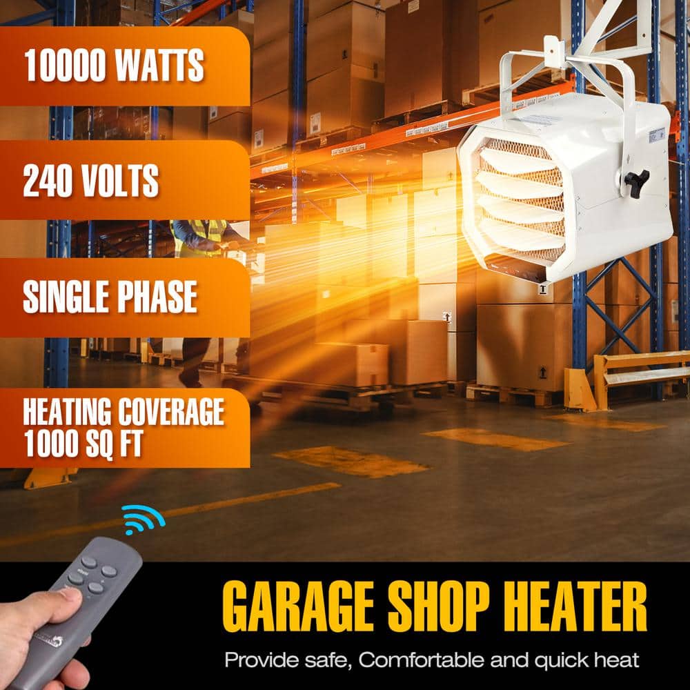 Dr Infrared Heater 10000-Watt 240-Volt Heavy-Duty Hardwired Shop Garage Heater Wall / Ceiling Mounted with Remote Controlled Thermostat (2)