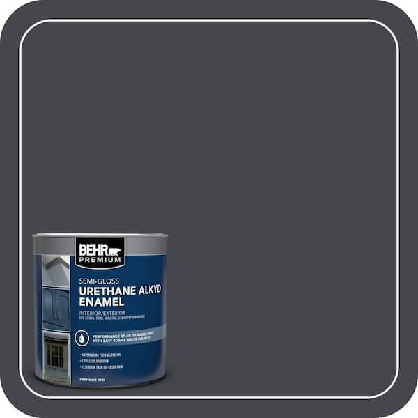 BEHR PREMIUM 1 qt. #PPU24-23 Little Black Dress Urethane Alkyd Semi-Gloss Enamel Interior/Exterior Paint (2)