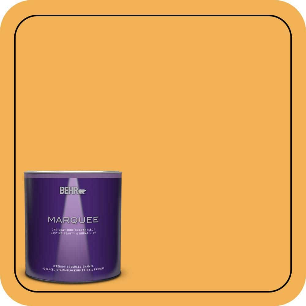 BEHR MARQUEE 1 qt. #PMD-20 Goldenrod Field Eggshell Enamel Interior Paint & Primer
