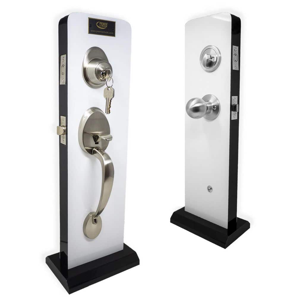 Premier Lock Single Cylinder Door Handleset with Deadbolt Lock, Inside Knob and 3 KW1 Keys (2)