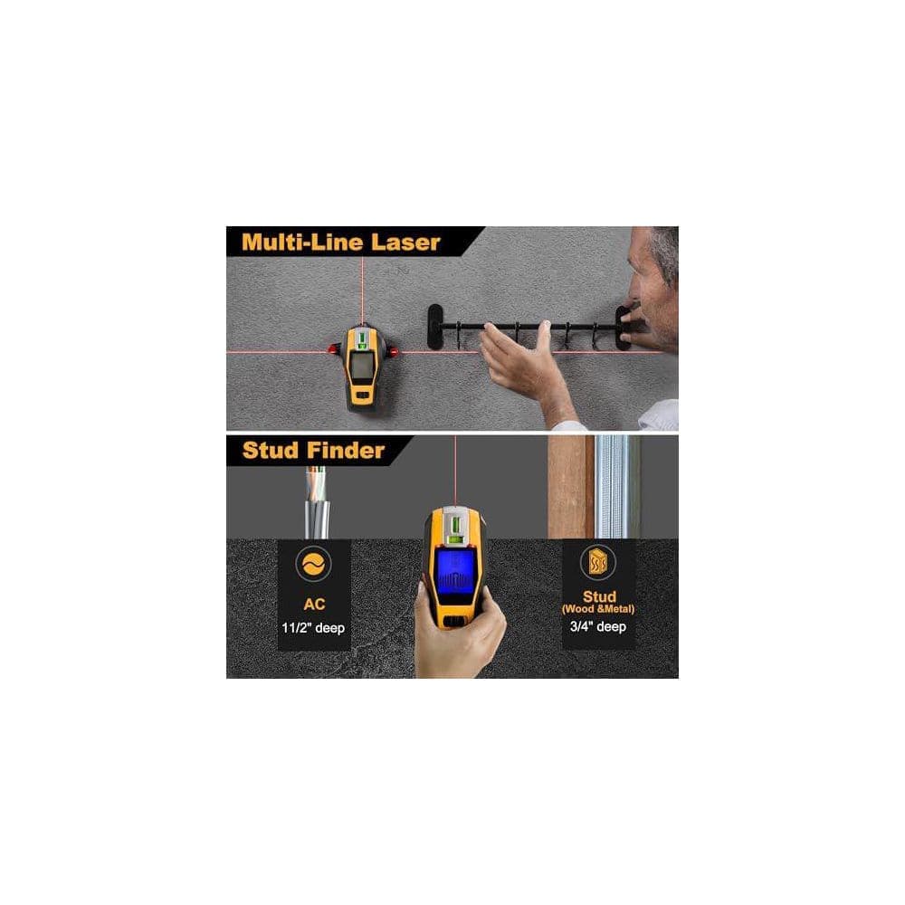Unbranded 2-in-1 Stud Finder with Laser Level Rechargeable Multi Surface Cross Line Laser and Wall Stud Scanners Tool (3)
