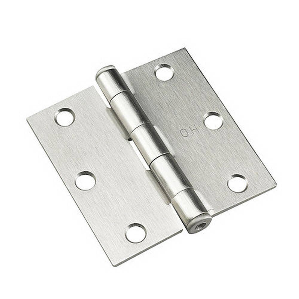 Onward 3 in. x 3 in. Brushed Nickel Full Mortise Butt Hinge with Removable Pin (2-Pack) (2)