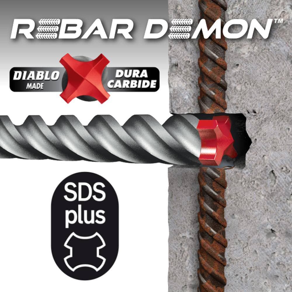 DIABLO 1/4 in. x 16 in. x 18 in. Rebar Demon SDS-Plus 4-Cutter Full Carbide Head Hammer Drill Bit (1-Piece) (4)