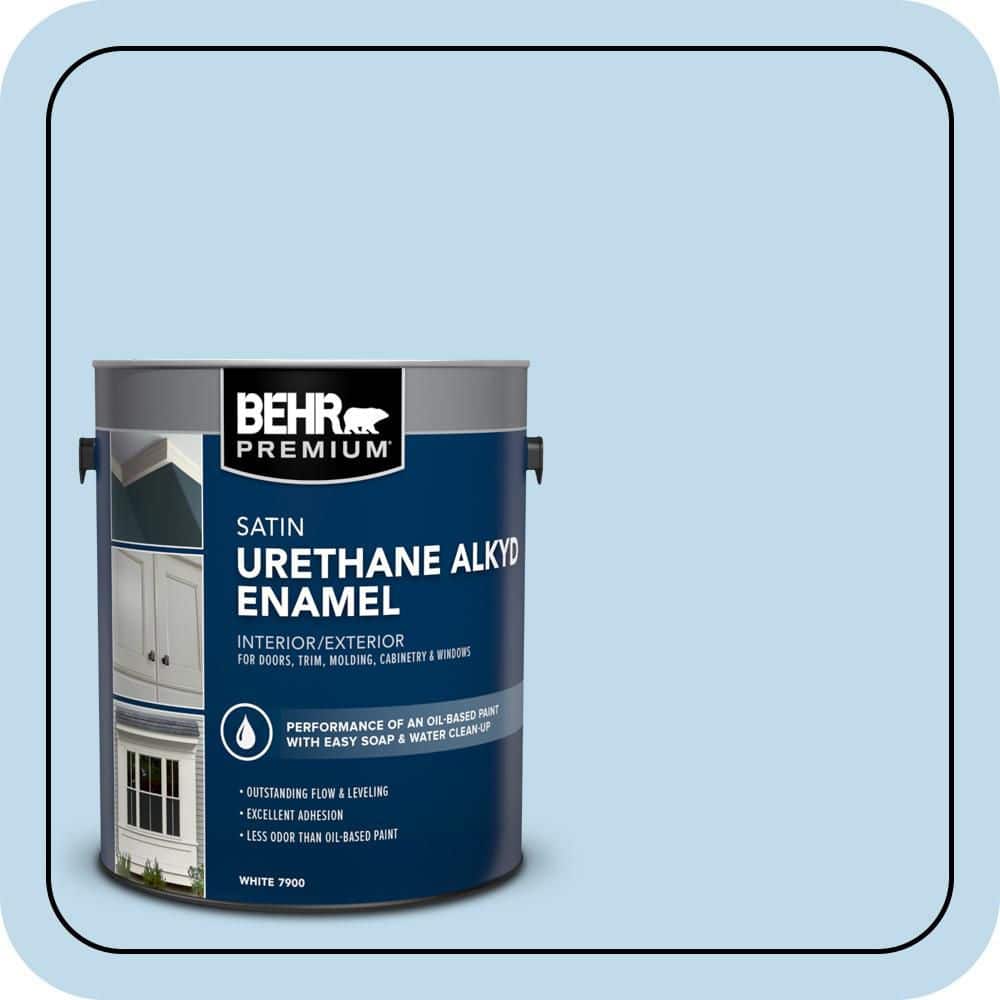 BEHR PREMIUM 1 gal. #M520-2 After Rain Urethane Alkyd Satin Enamel Interior/Exterior Paint (1)