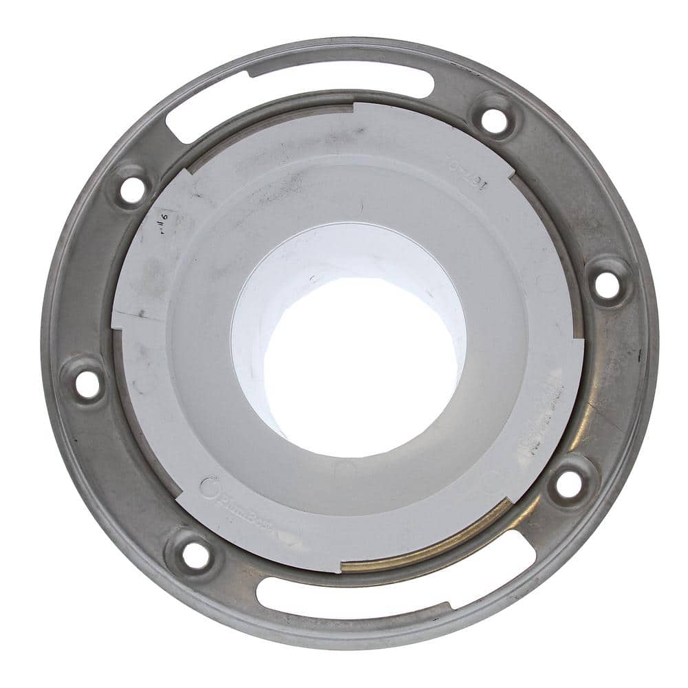 JONES STEPHENS 7 in. O.D. Plumbfit PVC Closet (Toilet) Flange w/Stainless Steel Ring & 4 in. Shank, Fits Inside 3 in. Sch. 40 DWV Pipe (2)