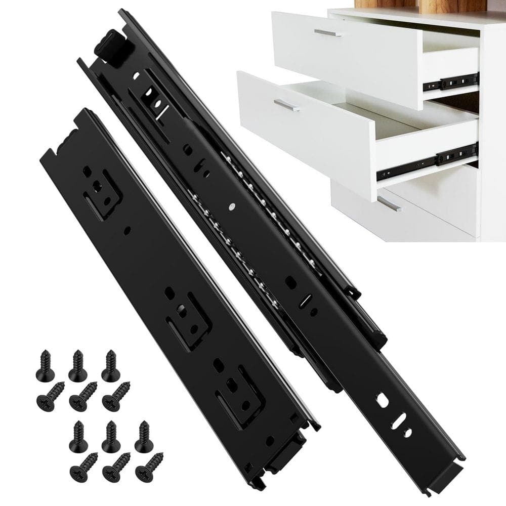 LAIFUCAM Heavy Duty 14 in. Black Cold Rolled Steel Side Mount Full Extension Soft-Close Undermount Drawer Slides 1 Pair (1)