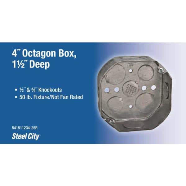 Steel City 4 in. Steel Octagon Electrical Box (541511234-25R) (3)