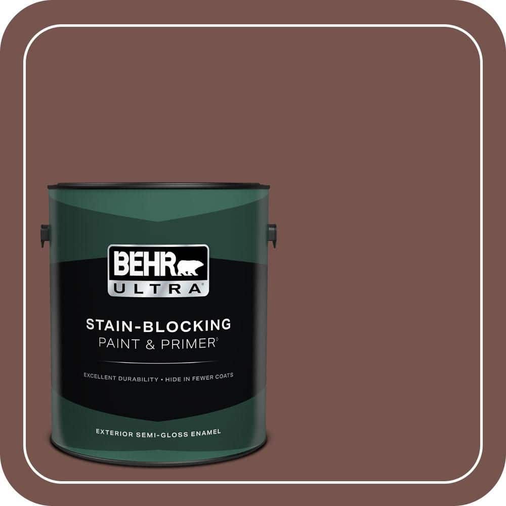 BEHR ULTRA 1 gal. #PPU2-20 Oxblood Semi-Gloss Enamel Exterior Paint & Primer