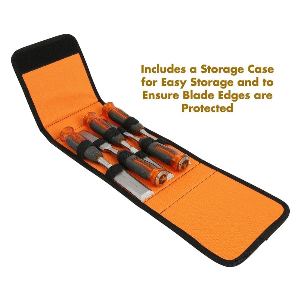 Buck Bros. Pro ¼ in. ½ in. 3/4 in. 1 in. and 1-1/4 in. Full Tang Wood Chisel Set (5-Piece) (3)