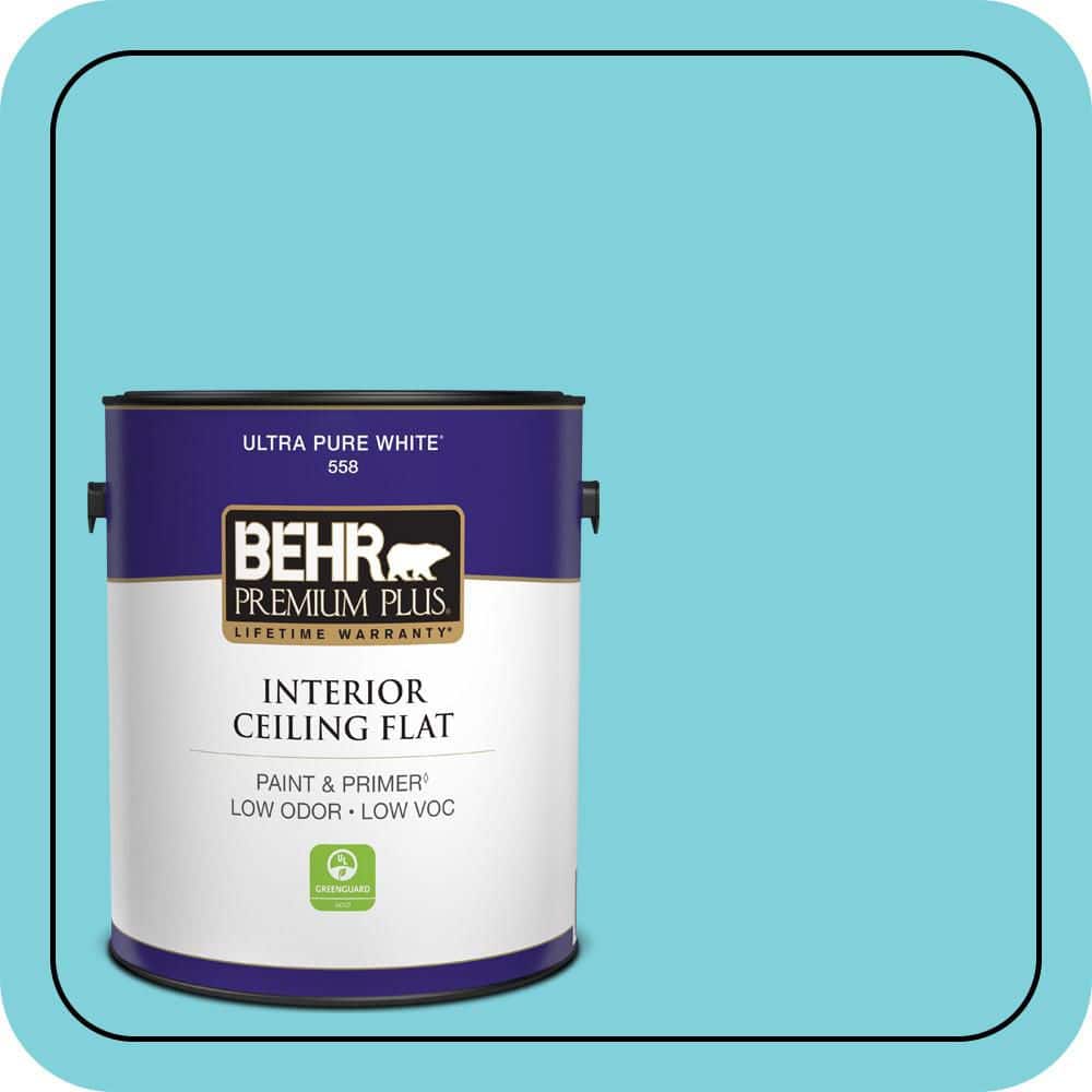 BEHR PREMIUM PLUS 1 gal. #P470-3 Sea of Tranquility Ceiling Flat Interior Paint & Primer (1)