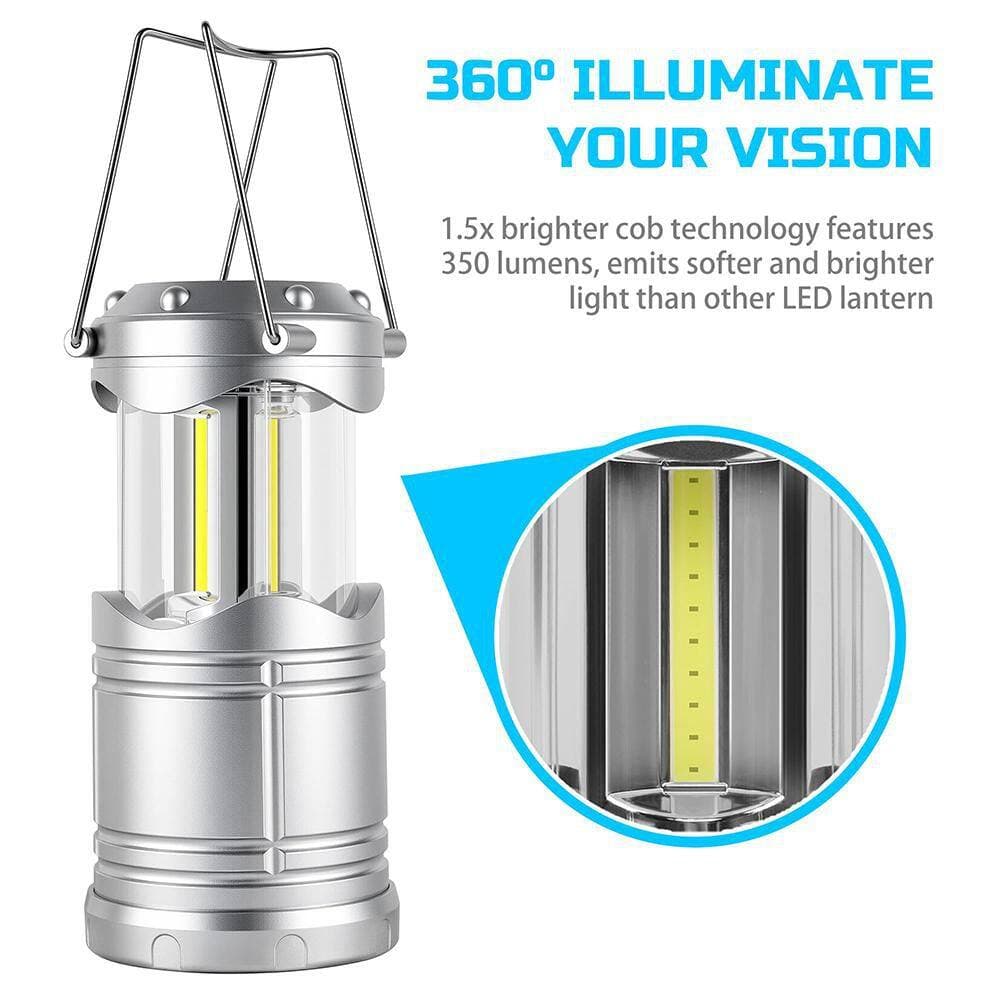 Unbranded Silver Battery Powered Portable Collapsible Hanging Night Light Bulb LED Camping Lantern 4-Pack (2)