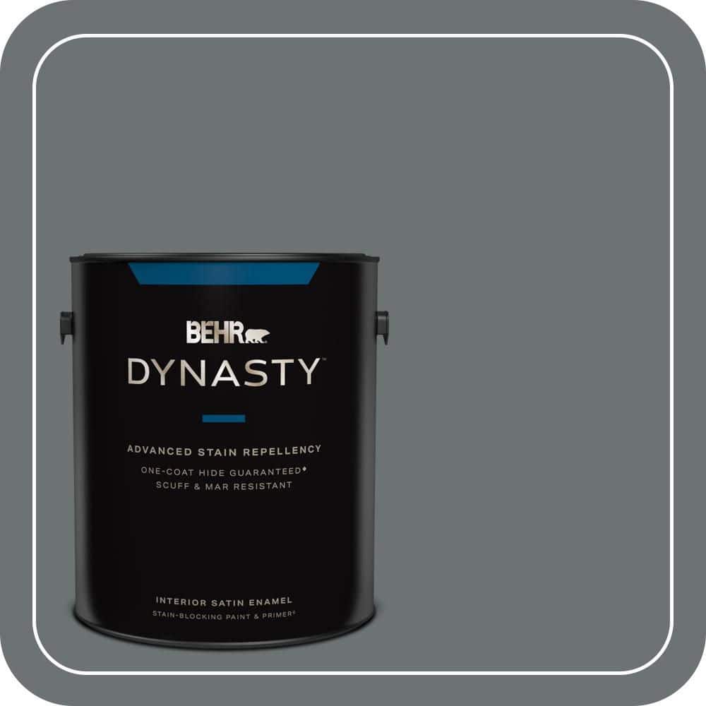 BEHR DYNASTY 1 gal. #MQ5-28 Dawn Gray One-Coat Hide Satin Enamel Interior Stain-Blocking Paint & Primer
