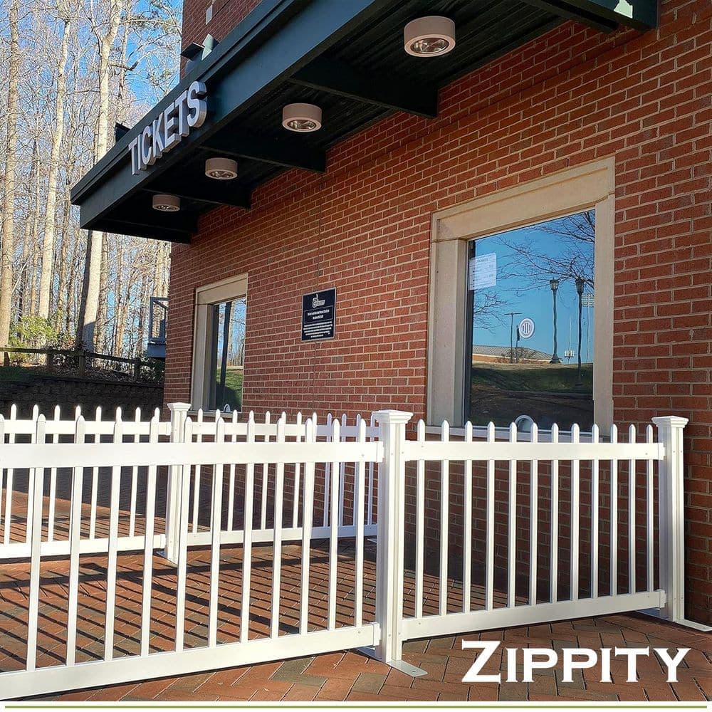 Zippity Outdoor Products 3.2 ft. H x 5.5 ft. W Kensington Hinged White Vinyl Spaced Picket Portable Event Fence Kit (2)