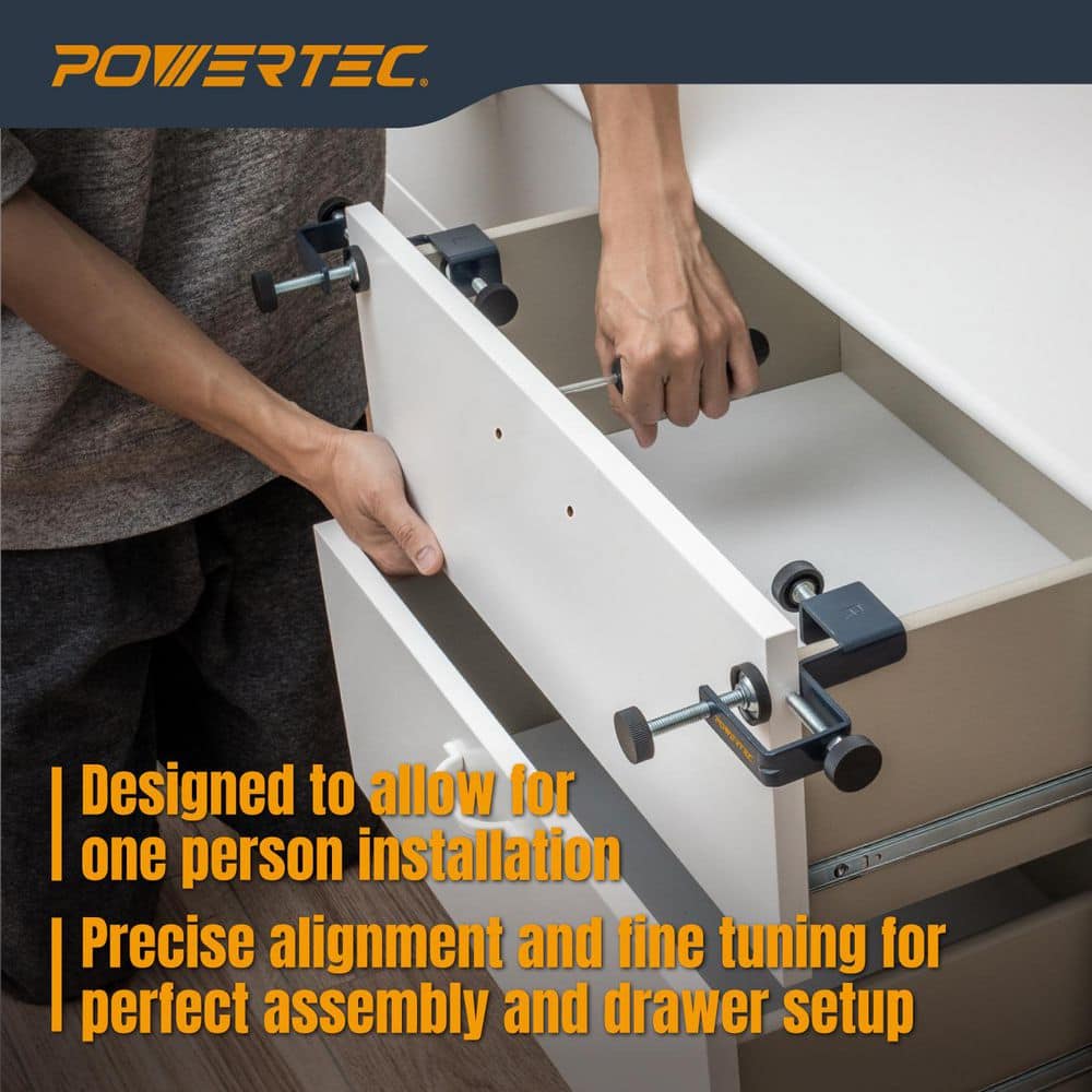 ‎POWERTEC Drawer Front Installation Clamps Cabinet Hardware Jig Drawer Jig For Easy and Fast Drawer Front Panel Installation (2)