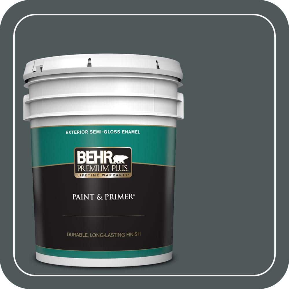 BEHR PREMIUM PLUS 5 gal. #N440-7 Midnight in NY Semi-Gloss Enamel Exterior Paint & Primer