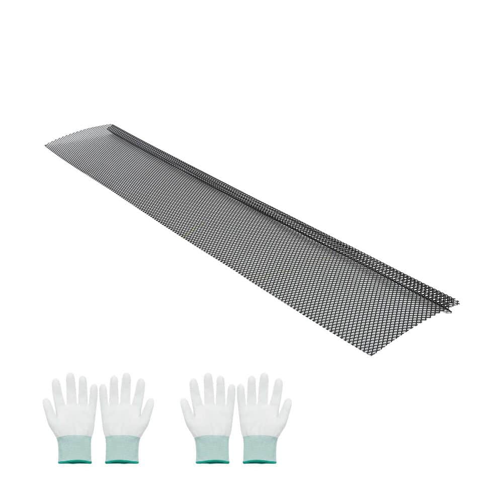 VEVOR Gutter Guard, 6 in. Powder-Coated Steel Screen, 120 ft. Length, 0.04 in. Thick, Leaf Guard for Debris, 40 Pack, Black (2)