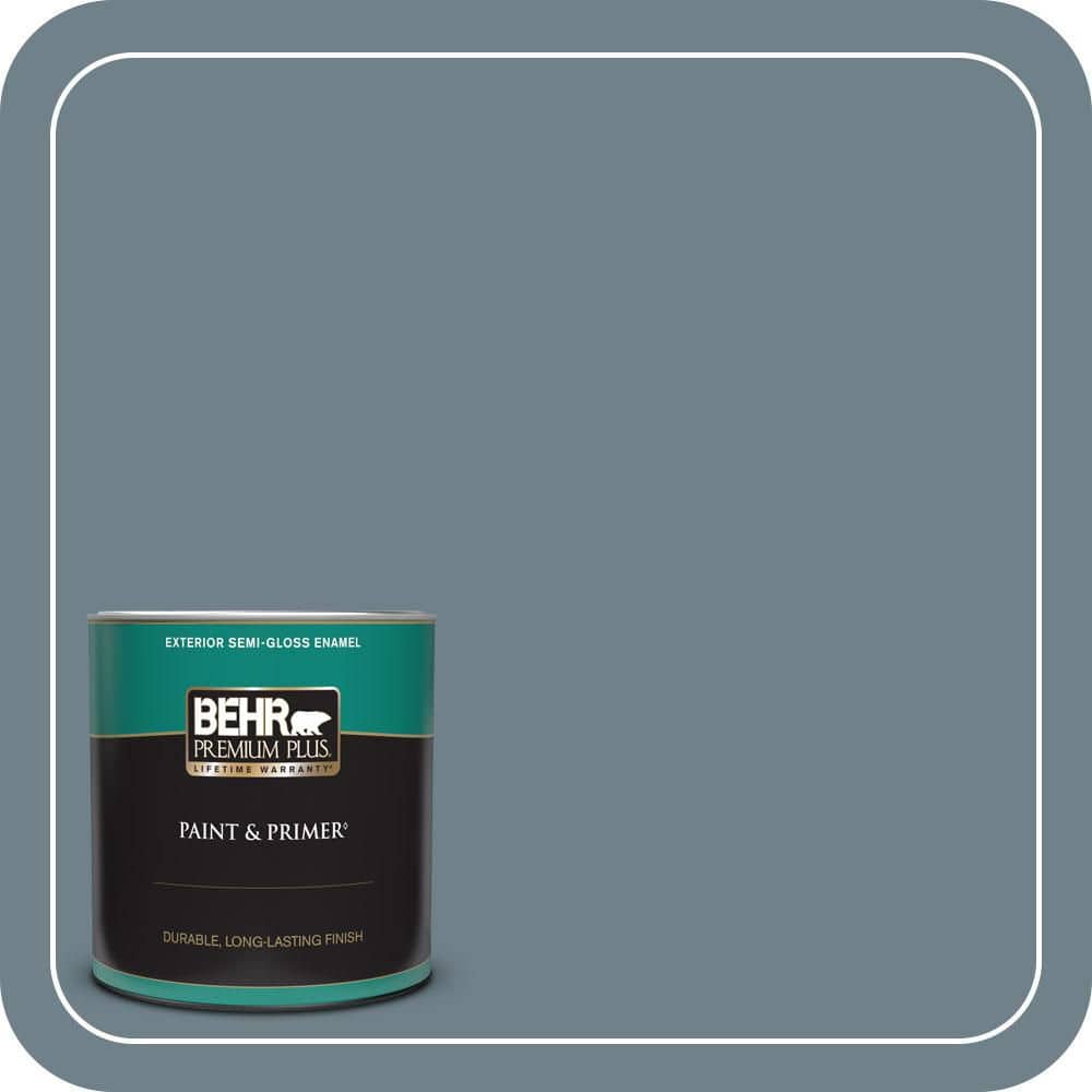 BEHR PREMIUM PLUS 1 qt. #PPU13-04 Atlantic Shoreline Semi-Gloss Enamel Exterior Paint & Primer