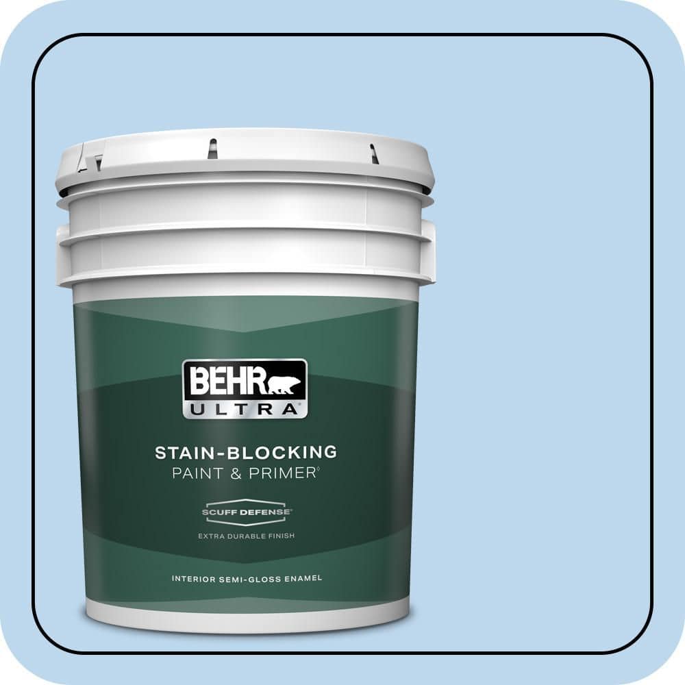 BEHR ULTRA 5 gal. #P520-1 First Rain Extra Durable Semi-Gloss Enamel Interior Paint & Primer