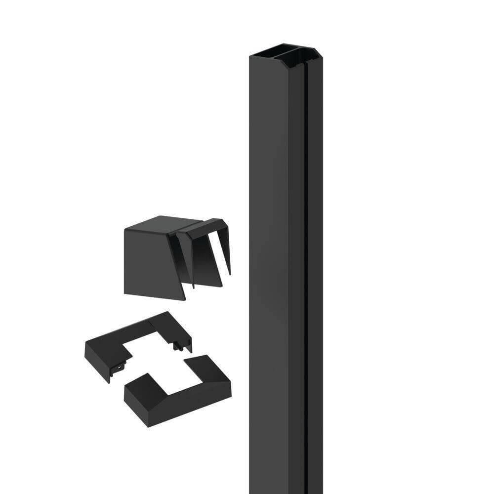 Barrette Outdoor Living 2 in. x 4 in. x 38 in. Elevation Aluminum Matte Black Stair End Post for Cable Railing System (2)
