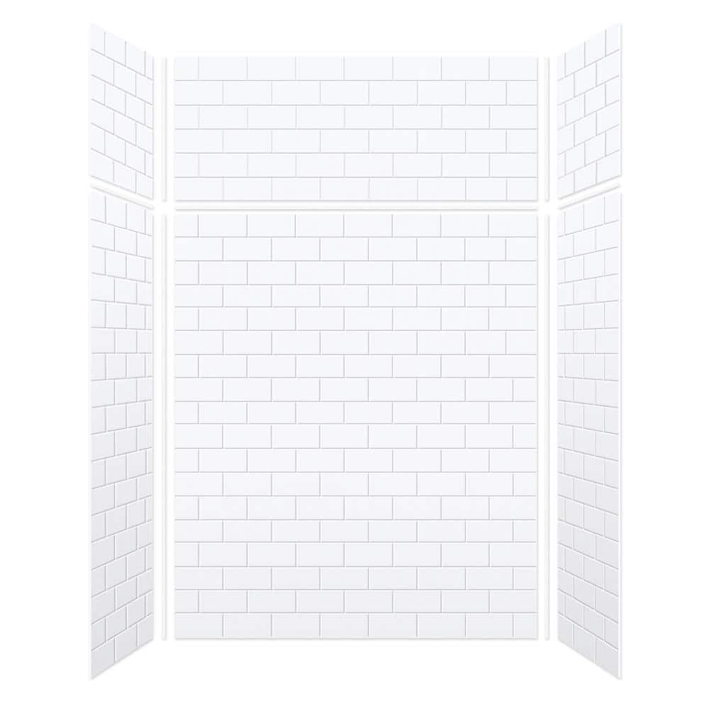 Transolid Saramar 60 in. W 96 in. H 36 in. D 6-Piece Glue to Wall Alcove Shower Wall Kit with Extension