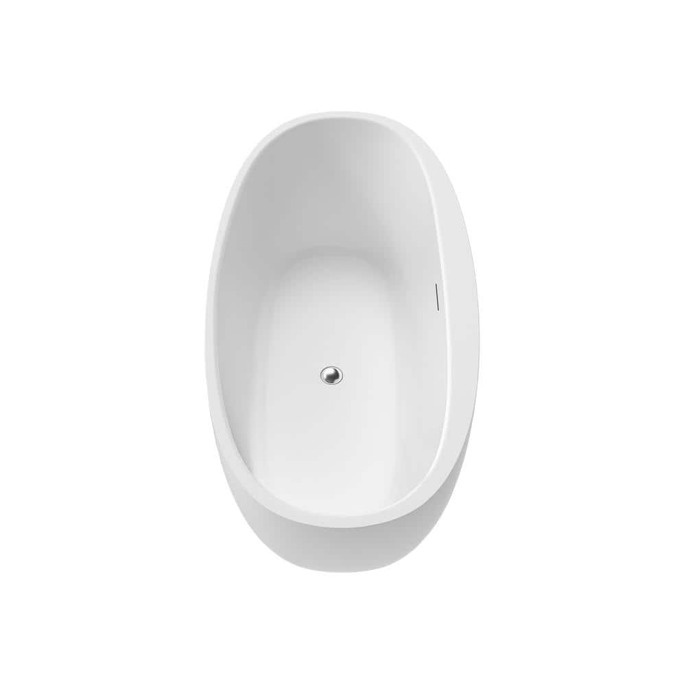 Altair Beyaz 59 in. x 32 in. Soaking Bathtub with Center Drain in White/Polished Chrome (3)