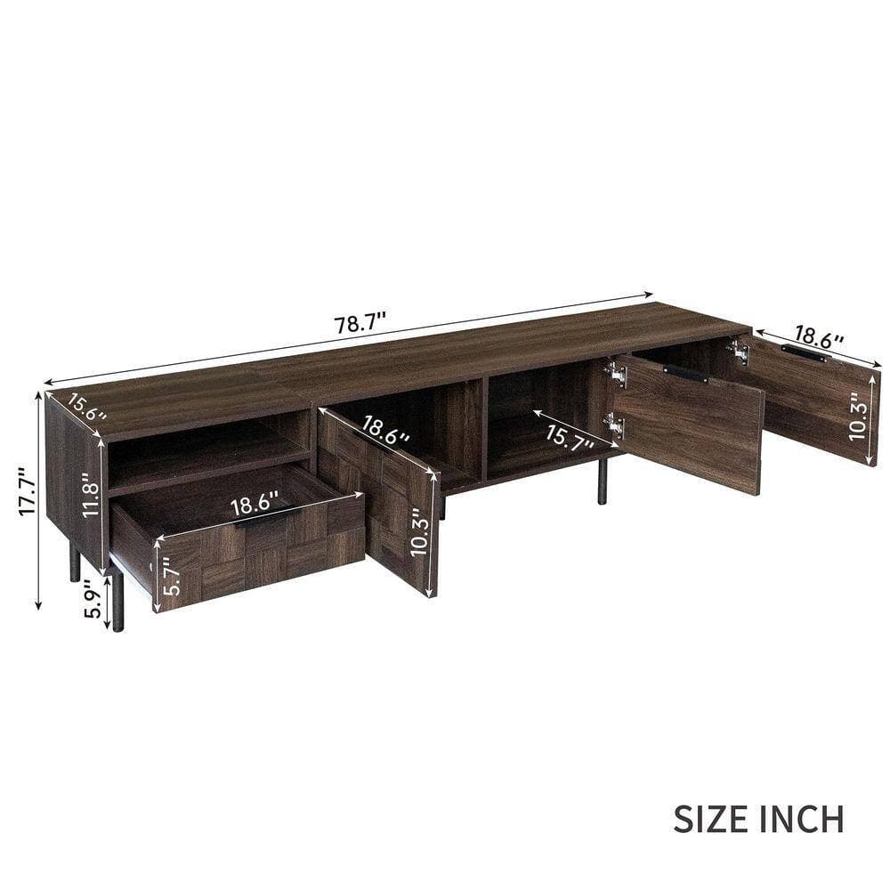 COWLOWN 78.7 in. W x 15.6 in. D x 17.7 in. H Bathroom Brown Linen Cabinet (2)