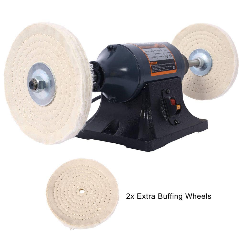Miscool Ami Extra Long 8" Electric Polisher Bench Buffer Grinder 4PCs Wheels (2)