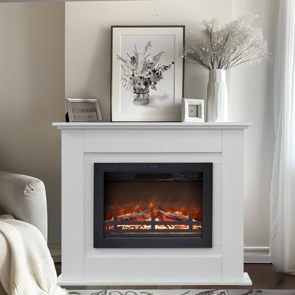 Prismaster ...keeps your home stylish Prismaster 41 in. W Freestanding Mantel with Electric Fireplace Insert, Wall Mantel in White (2)