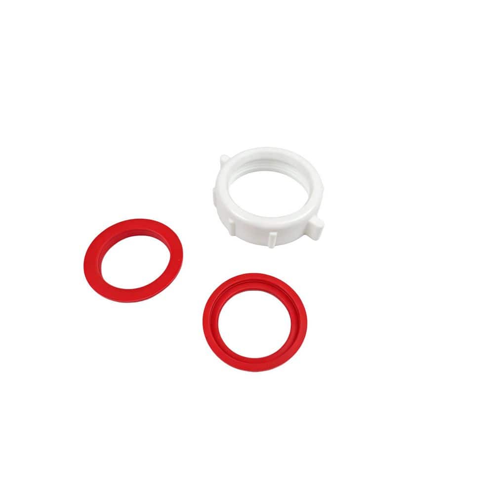 Everbilt 1-1/2 in. Plastic P-Trap Slip Joint Nuts and Washers Pro Pack with RED TPE Flanged Washers 5-pack