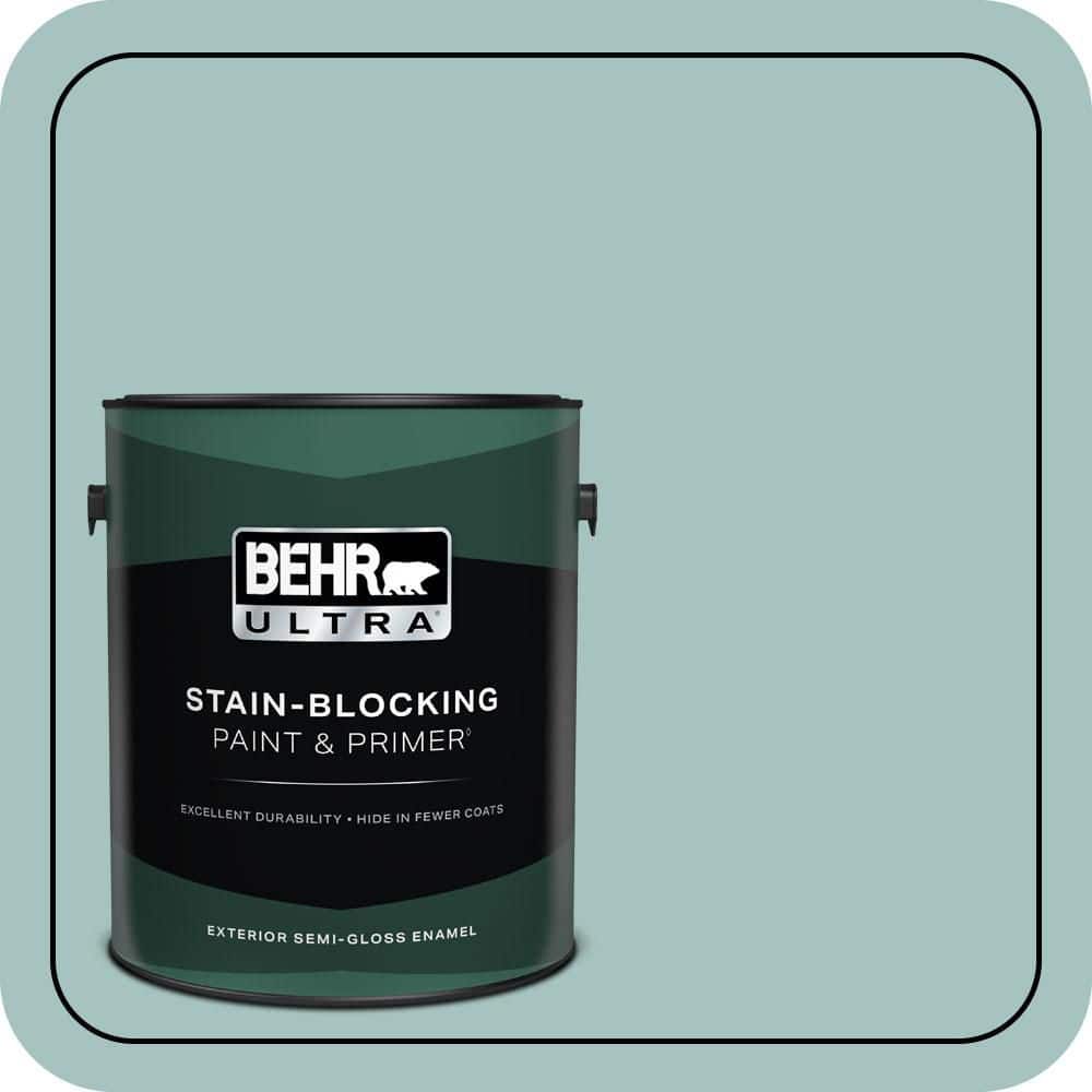 BEHR ULTRA 1 gal. #T17-08 Polished Aqua Semi-Gloss Enamel Exterior Paint & Primer