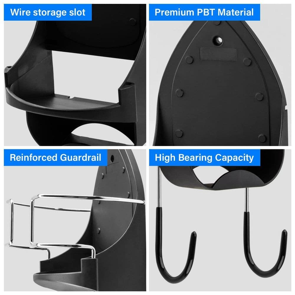 NVNOO Ironing Board Hanger Wall Mount Ironing Board Holder Wall Mount for Laundry Rooms Storage Organizer, Black (3)