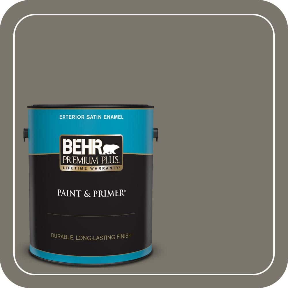 BEHR PREMIUM PLUS 1 gal. #PPU24-06 Slippery Shale Satin Enamel Exterior Paint & Primer